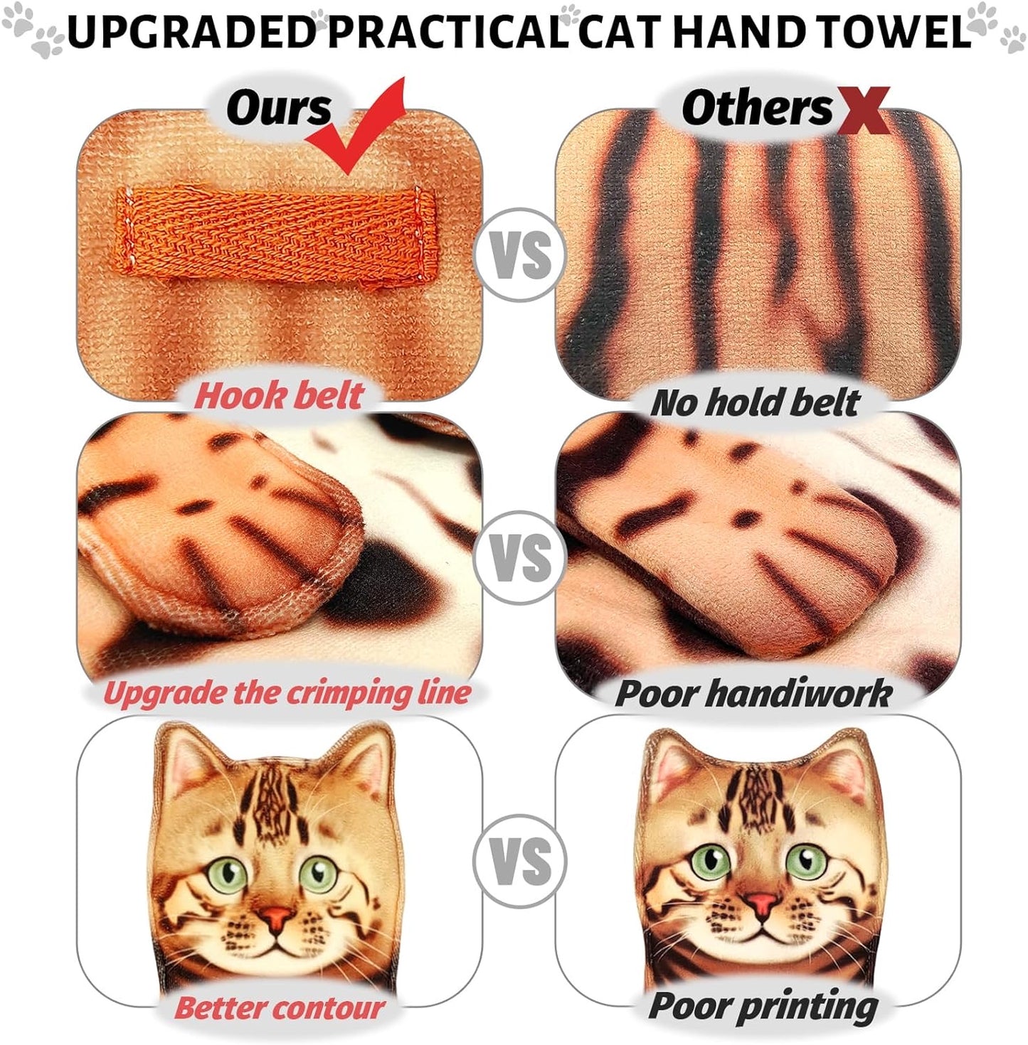 Cat Hand Towels for Bathroom,Cat Kitchen Towels Decorative Hand Towel, Hanging Cat Towel Washcloths Face Towels Absorbent Soft- Shorthair Cat Towels for Cat Lover (Shorthair Cat)