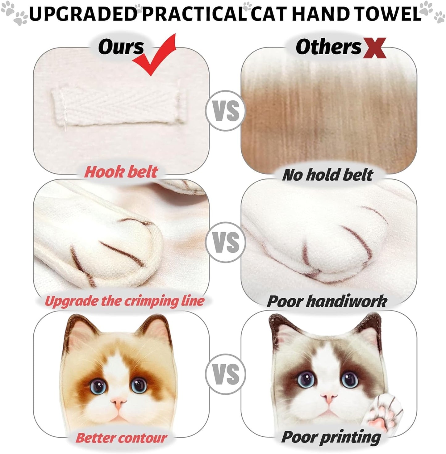 Cat Hand Towels for Bathroom,Cat Kitchen Towels Decorative Hand Towel, Hanging Cat Towel Washcloths Face Towels Absorbent Soft- Shorthair Cat Towels for Cat Lover (Shorthair Cat)