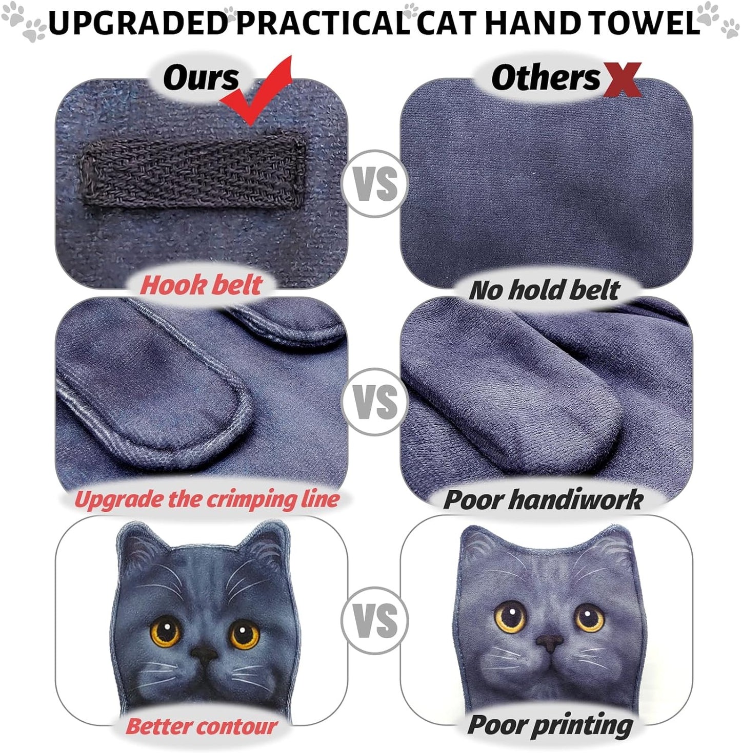 Cat Hand Towels for Bathroom,Cat Kitchen Towels Decorative Hand Towel, Hanging Cat Towel Washcloths Face Towels Absorbent Soft- Shorthair Cat Towels for Cat Lover (Shorthair Cat)