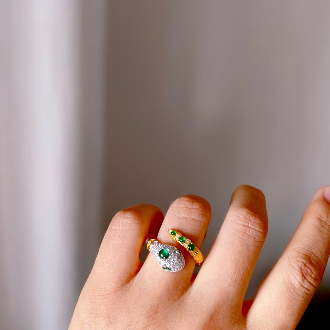 Snake Shape Natural Chrysoprasus Ring